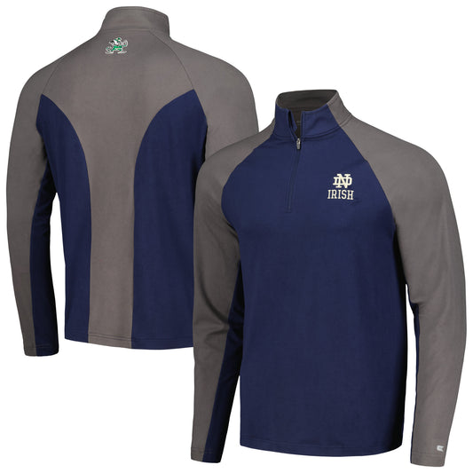 Men's Colosseum Navy/Charcoal Notre Dame Fighting Irish Two Yutes Raglan Quarter-Zip Windshirt