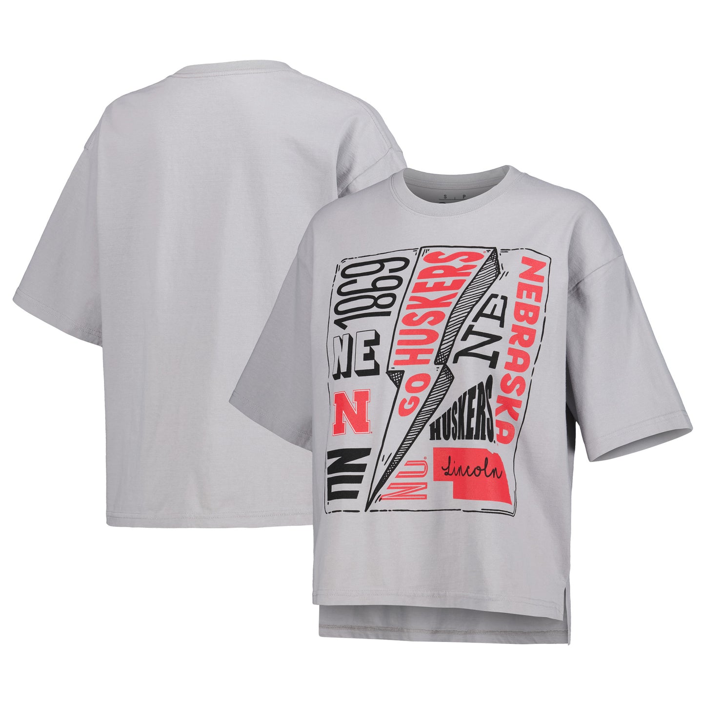 Women's Pressbox Silver Nebraska Huskers Rock & Roll School of Rock T-Shirt