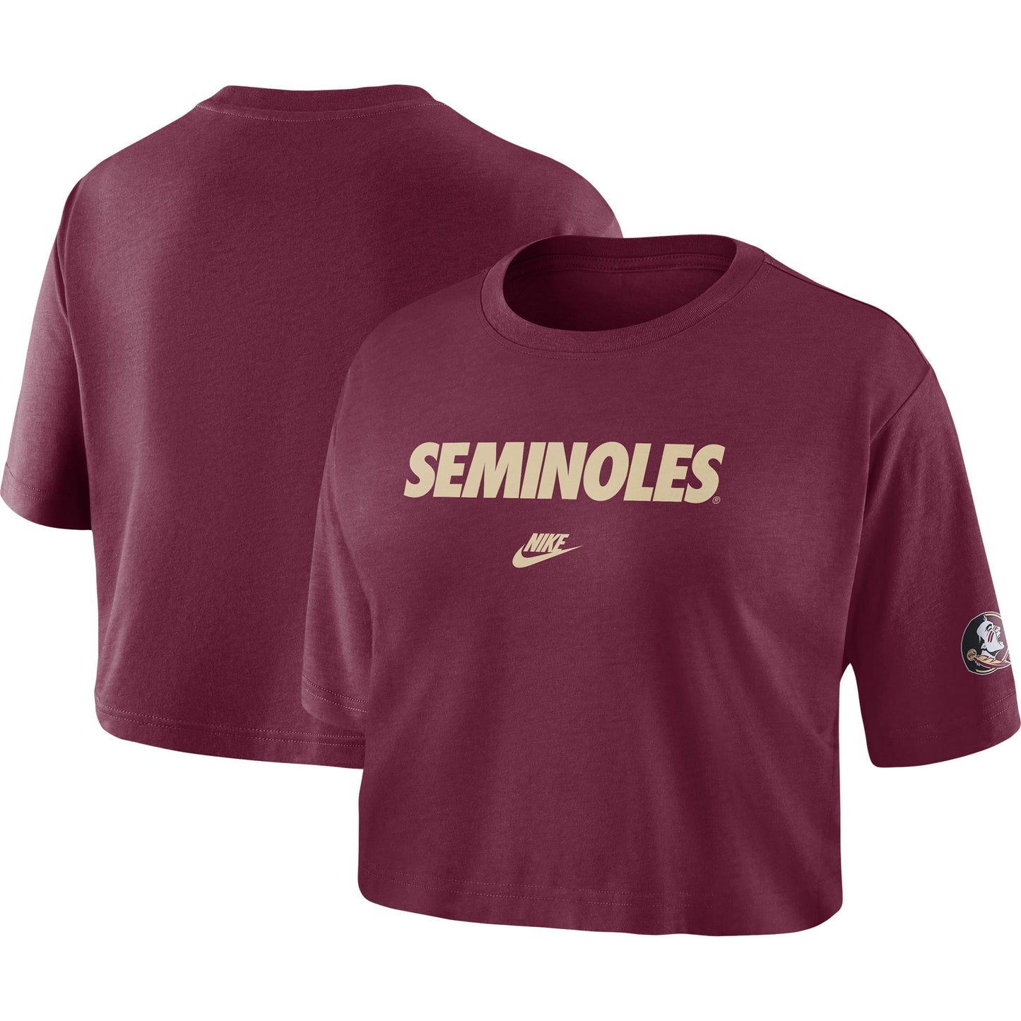 Women's Nike Garnet Florida State Seminoles Wordmark Cropped T-Shirt