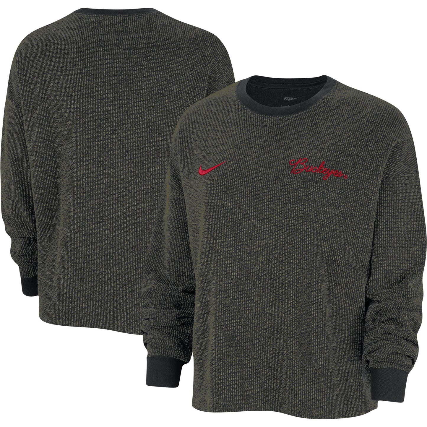 Women's Nike  Black Ohio State Buckeyes Yoga Script Pullover Sweatshirt