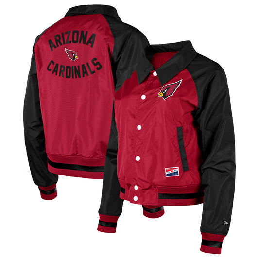 Women's New Era Cardinal Arizona Cardinals Coaches Raglan Full-Snap Jacket