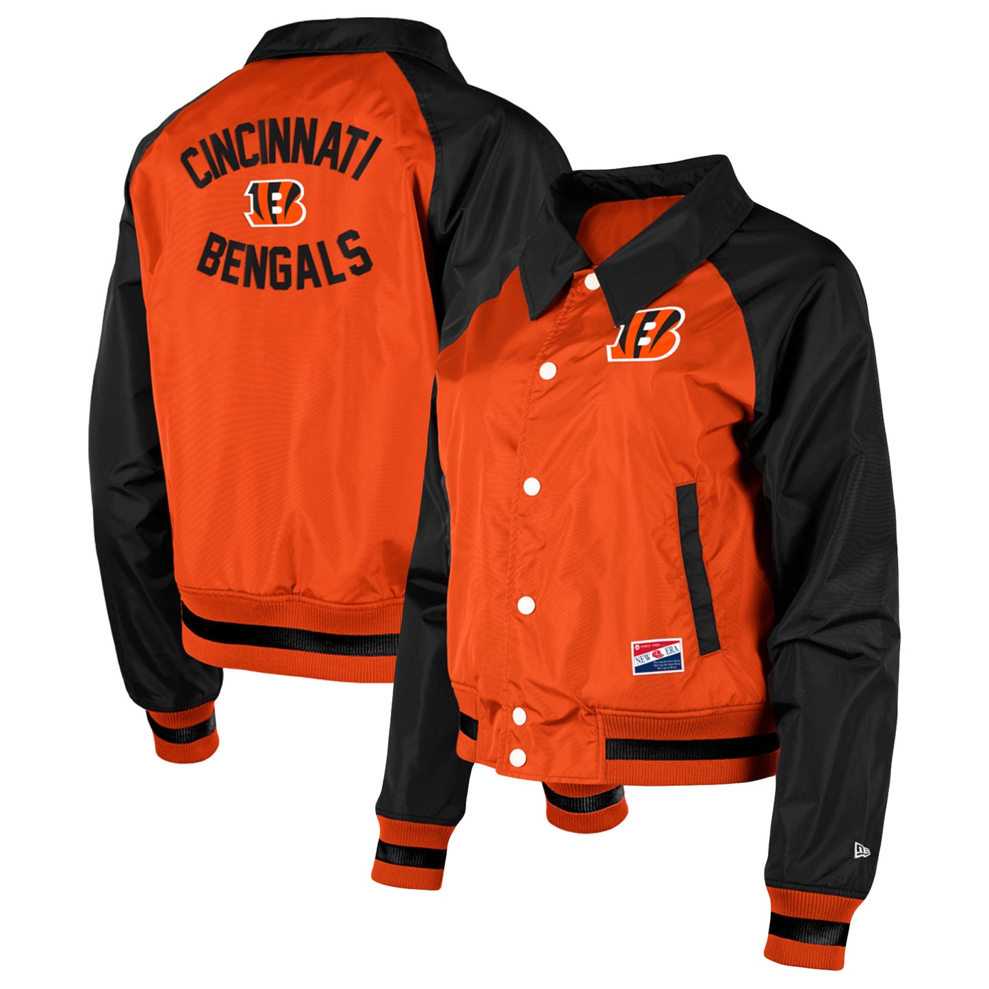 Women's New Era Orange Cincinnati Bengals Coaches Raglan Full-Snap Jacket