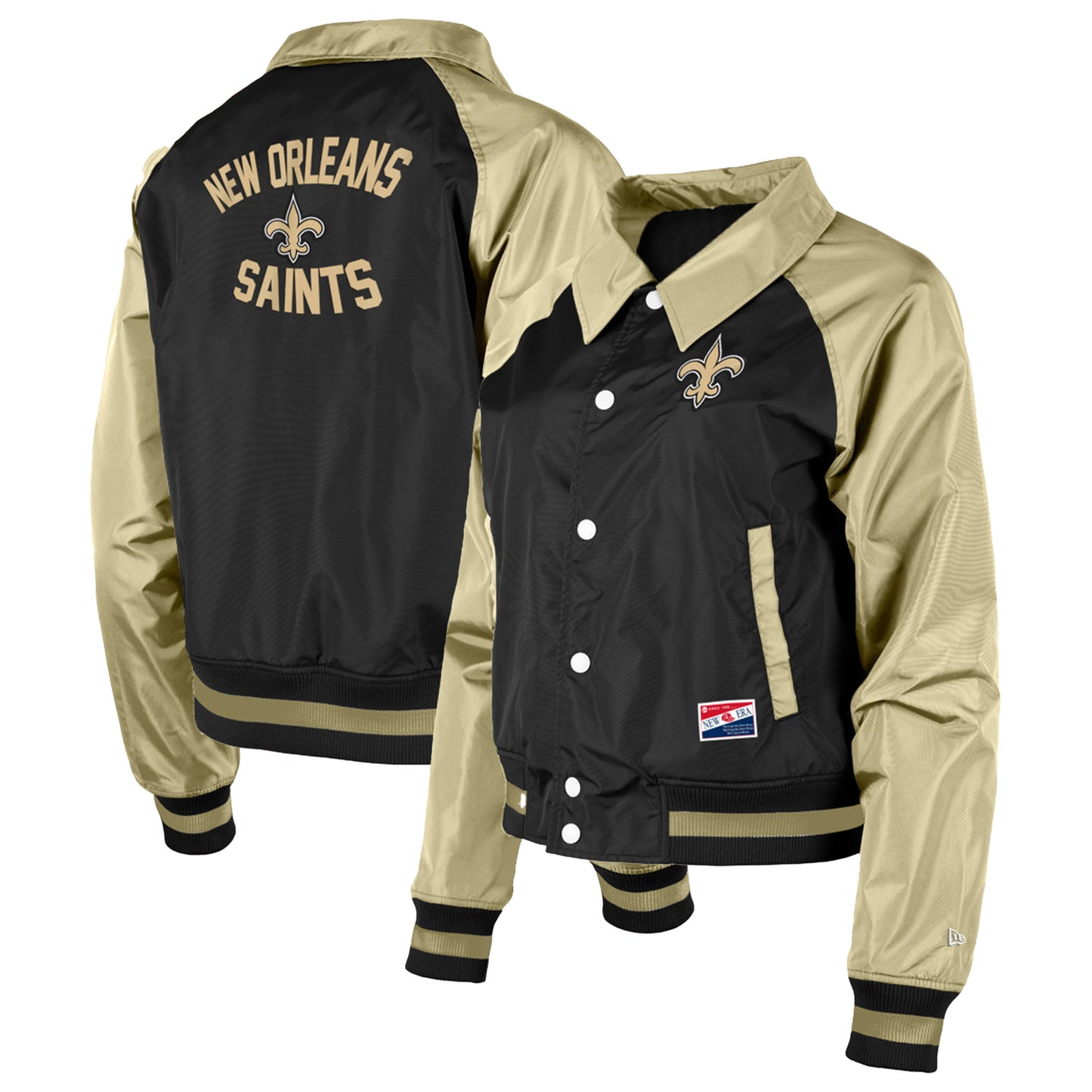 Women's New Era Black New Orleans Saints Coaches Raglan Full-Snap Jacket