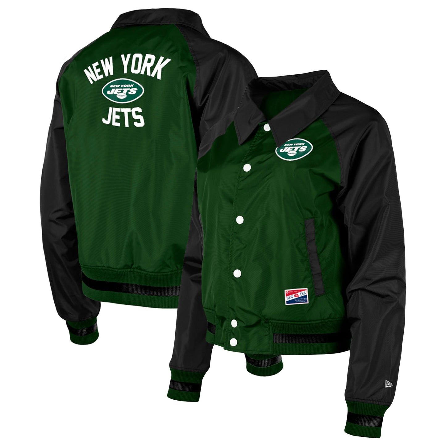 Women's New Era Green New York Jets Coaches Raglan Full-Snap Jacket