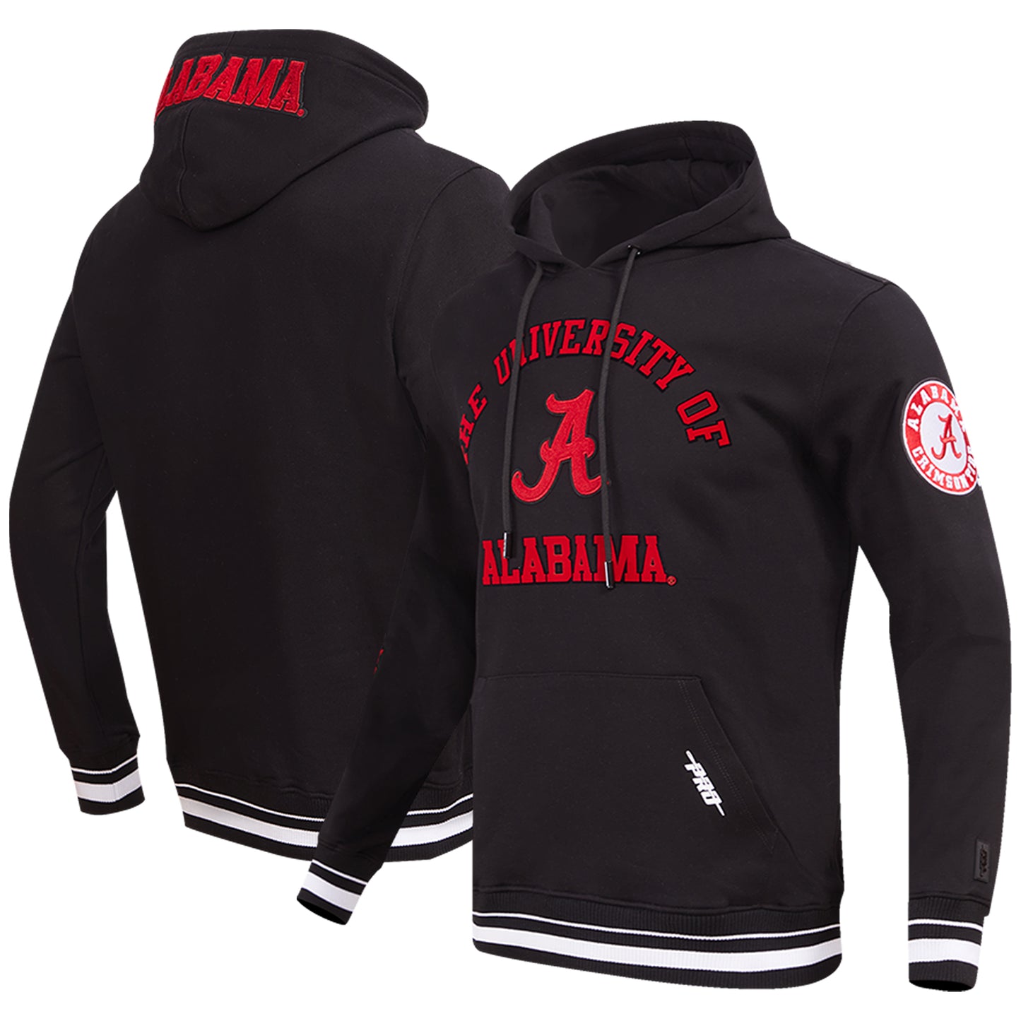 Men's Pro Standard Black Alabama Crimson Tide Classic Stacked Logo Pullover Hoodie