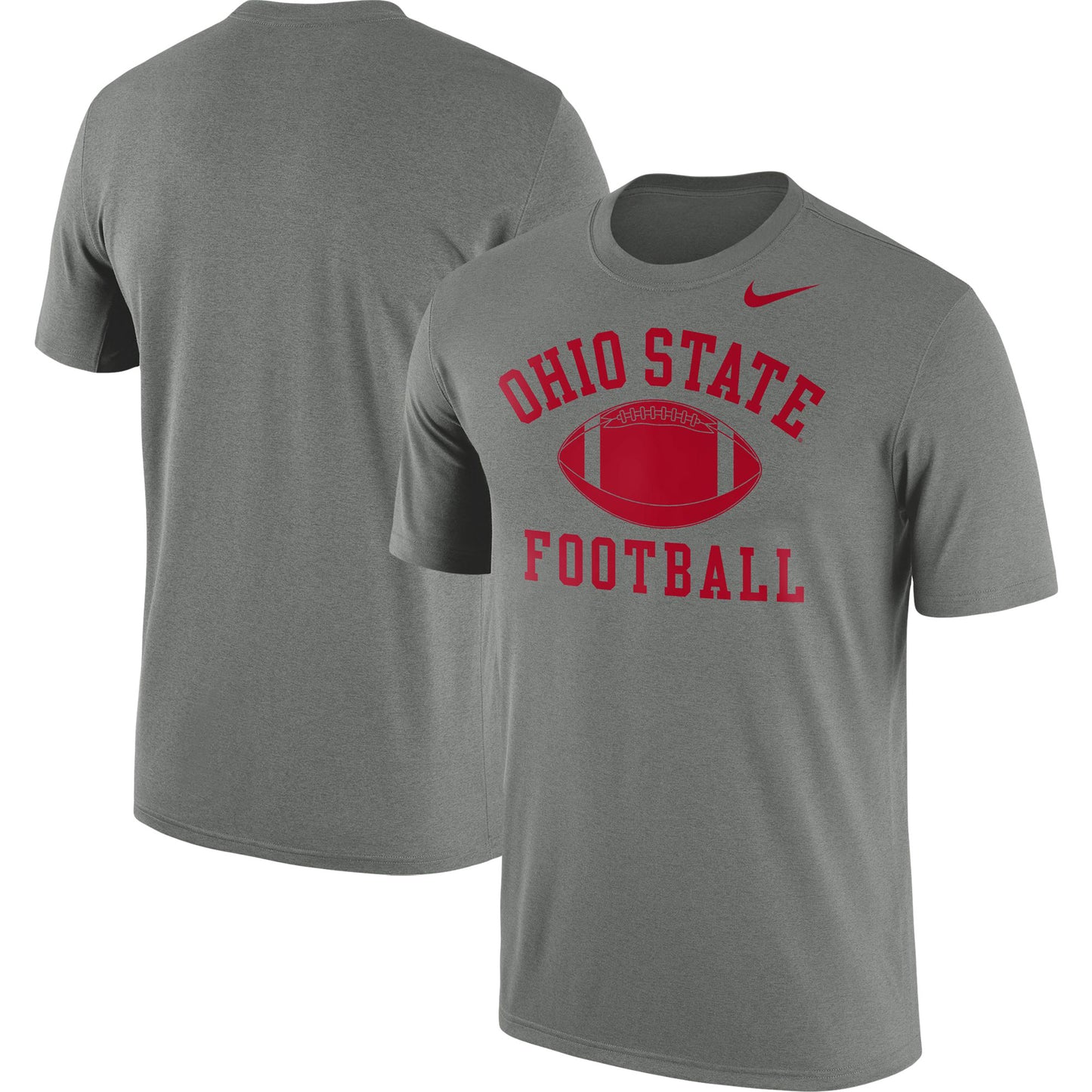 Men's Nike Heather Gray Ohio State Buckeyes Legend Football Arch Performance T-Shirt