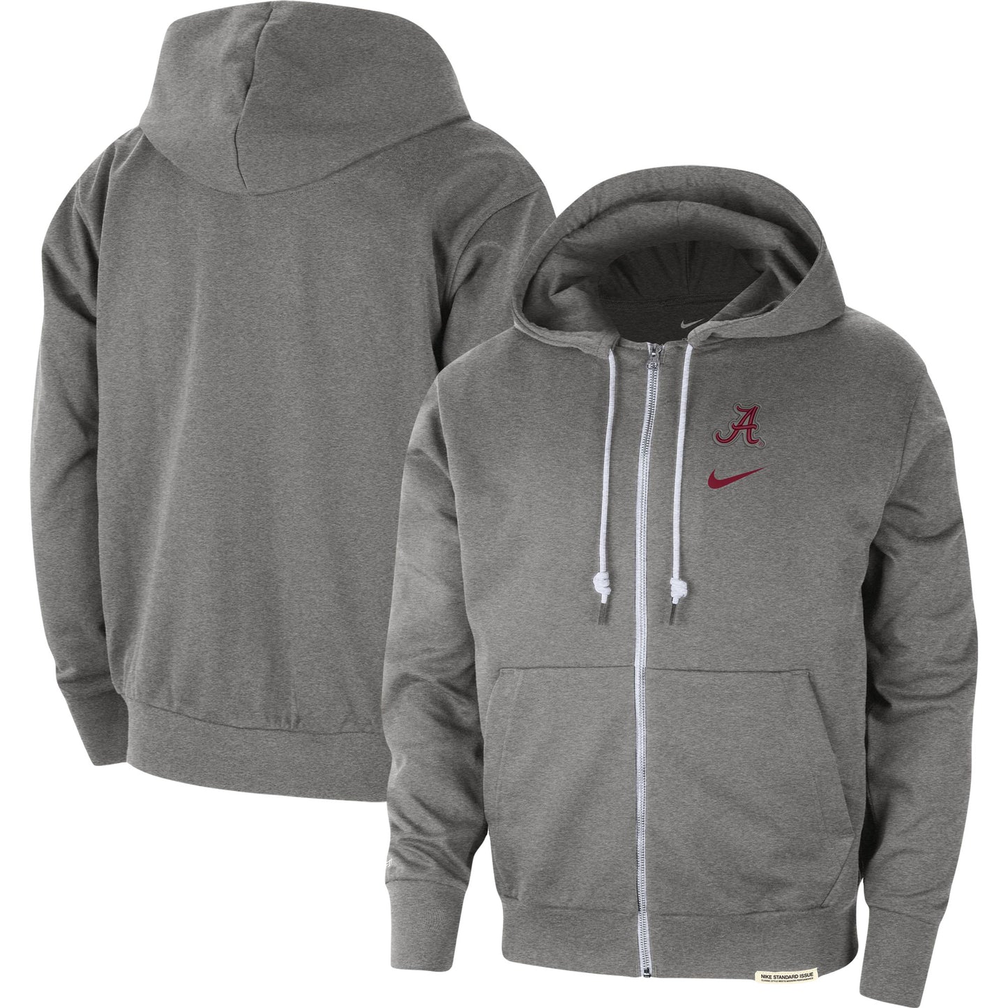 Men's Nike Heather Gray Alabama Crimson Tide Standard Issue Player Performance Full-Zip Hoodie