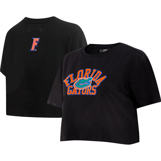 Women's Pro Standard Black Florida Gators Classic Three-Hit Boxy Cropped T-Shirt