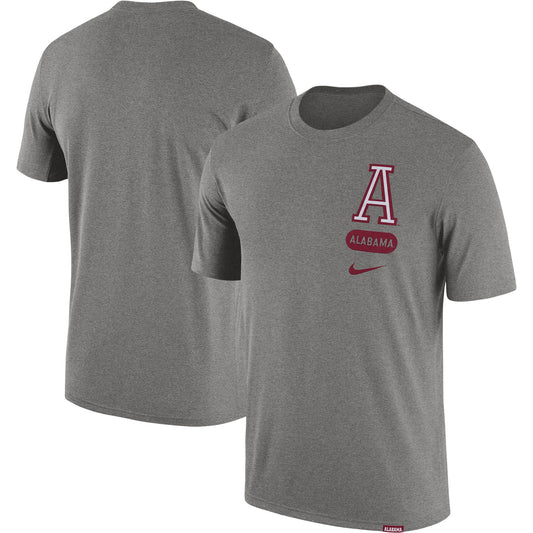 Men's Nike Heather Gray Alabama Crimson Tide Campus Letterman Tri-Blend T-Shirt