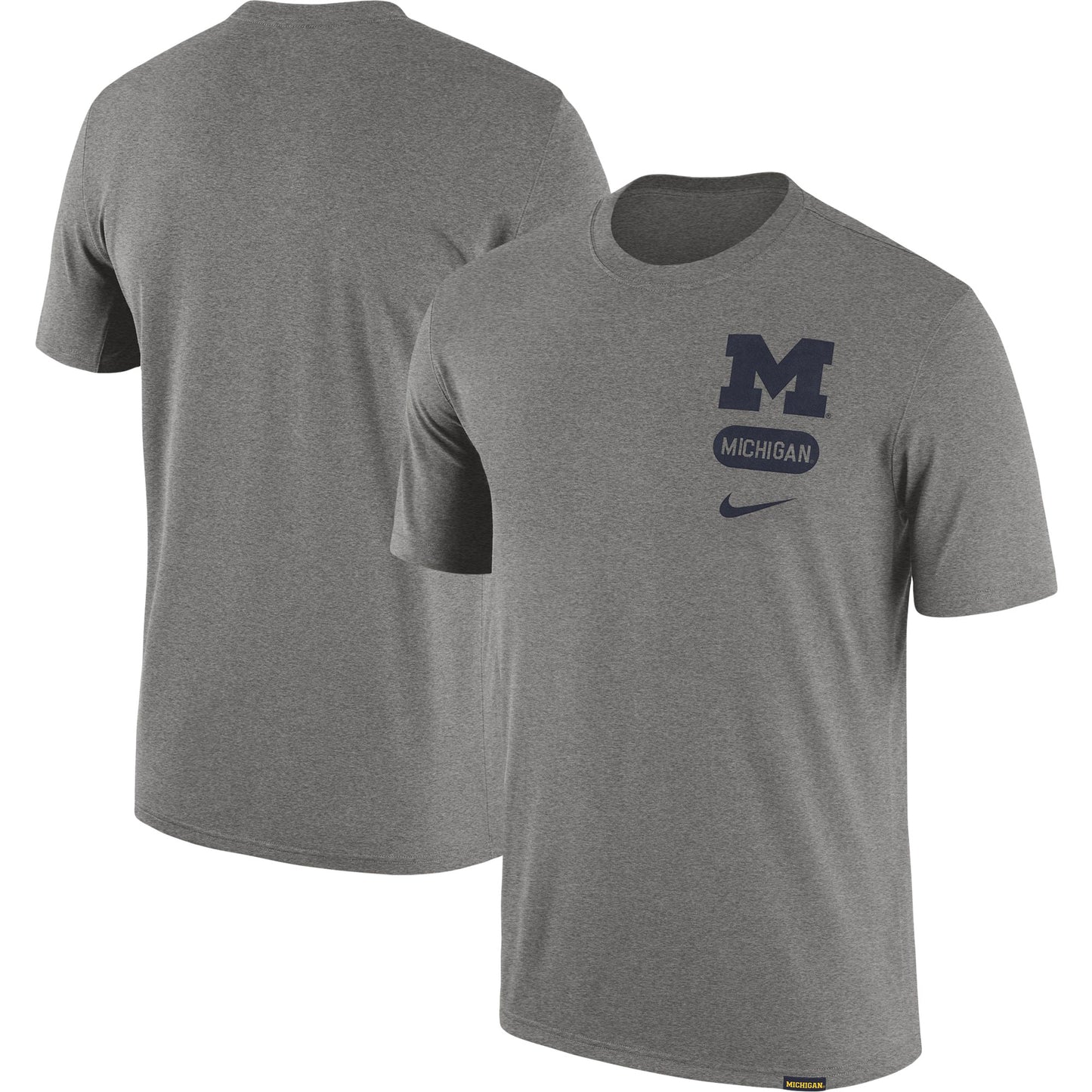 Men's Nike Heather Gray Michigan Wolverines Campus Letterman Tri-Blend T-Shirt