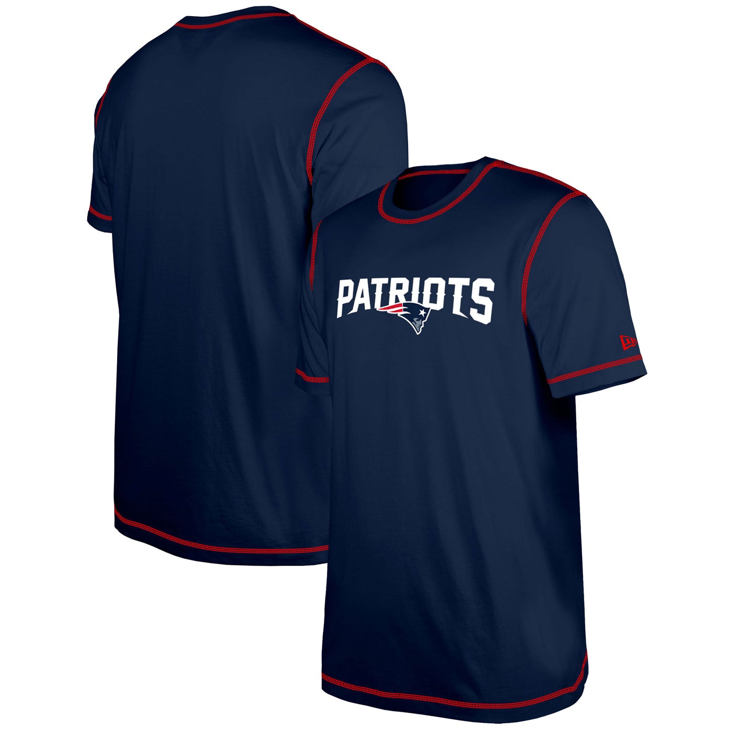 Men's New Era  Navy New England Patriots Third Down Puff Print T-Shirt