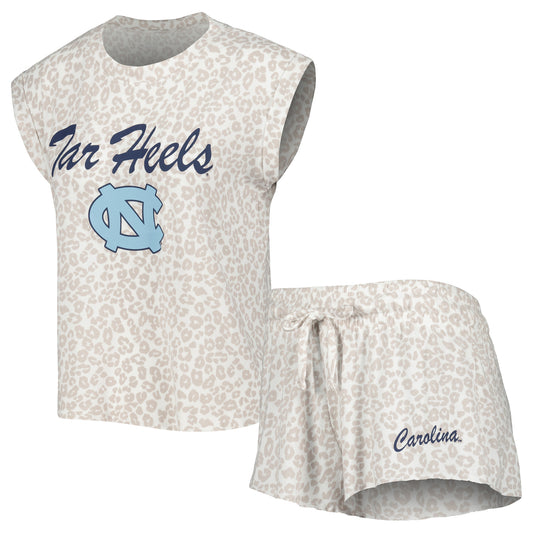 Women's Concepts Sport  Cream North Carolina Tar Heels Montana T-Shirt & Shorts Sleep Set