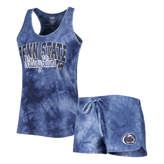 Women's Concepts Sport Navy Penn State Nittany Lions Billboard Tie-Dye Tank and Shorts Sleep Set