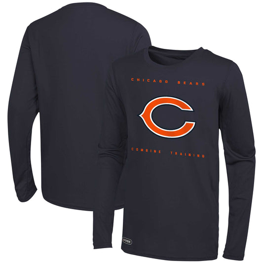 Men's Navy Chicago Bears Side Drill Long Sleeve T-Shirt