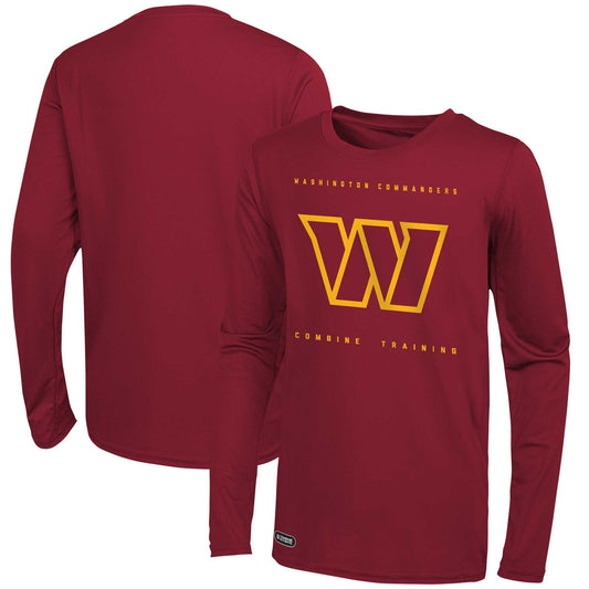 Men's Burgundy Washington Commanders Side Drill Long Sleeve T-Shirt