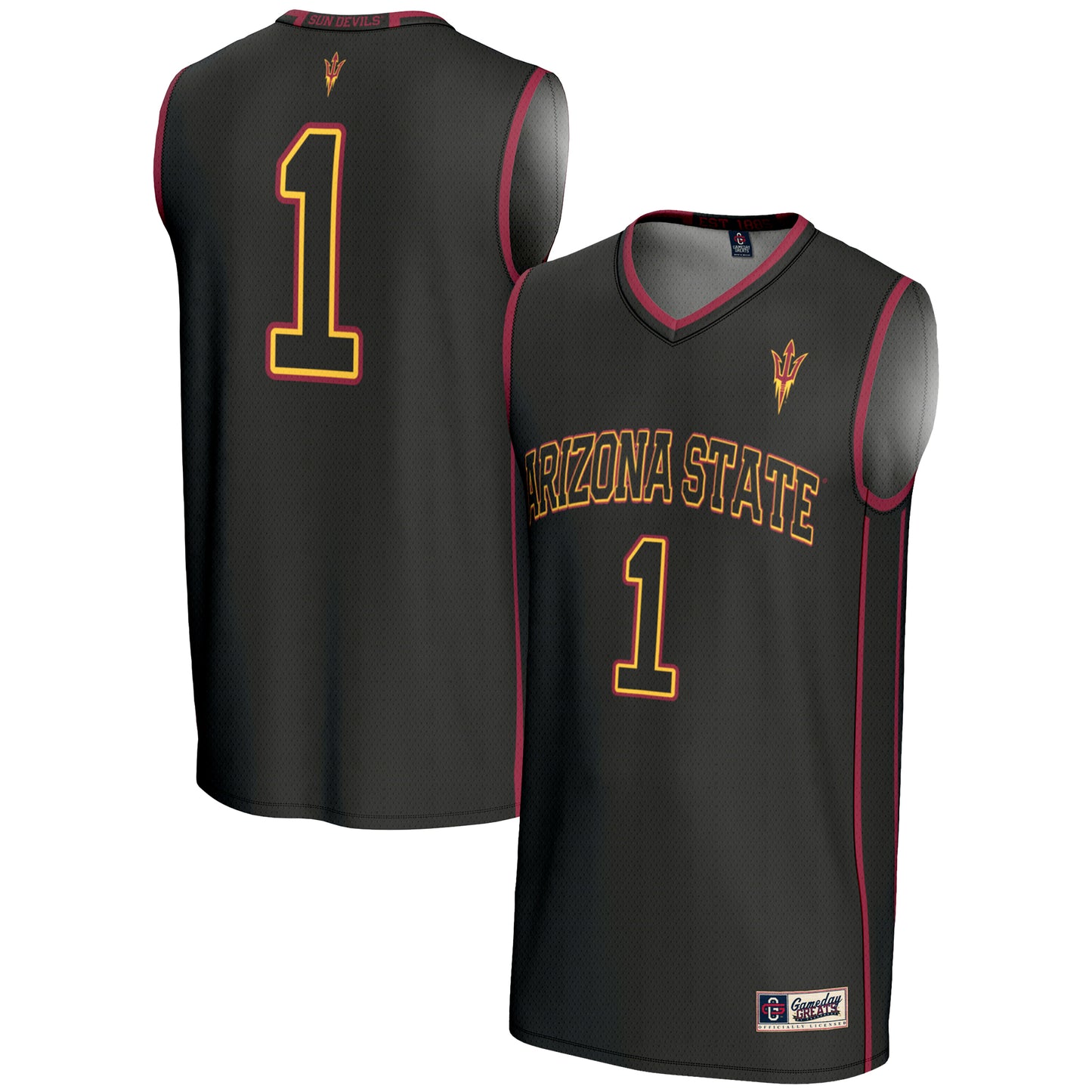 Male GameDay Greats #1  Black Arizona State Sun Devils  Lightweight Basketball Jersey