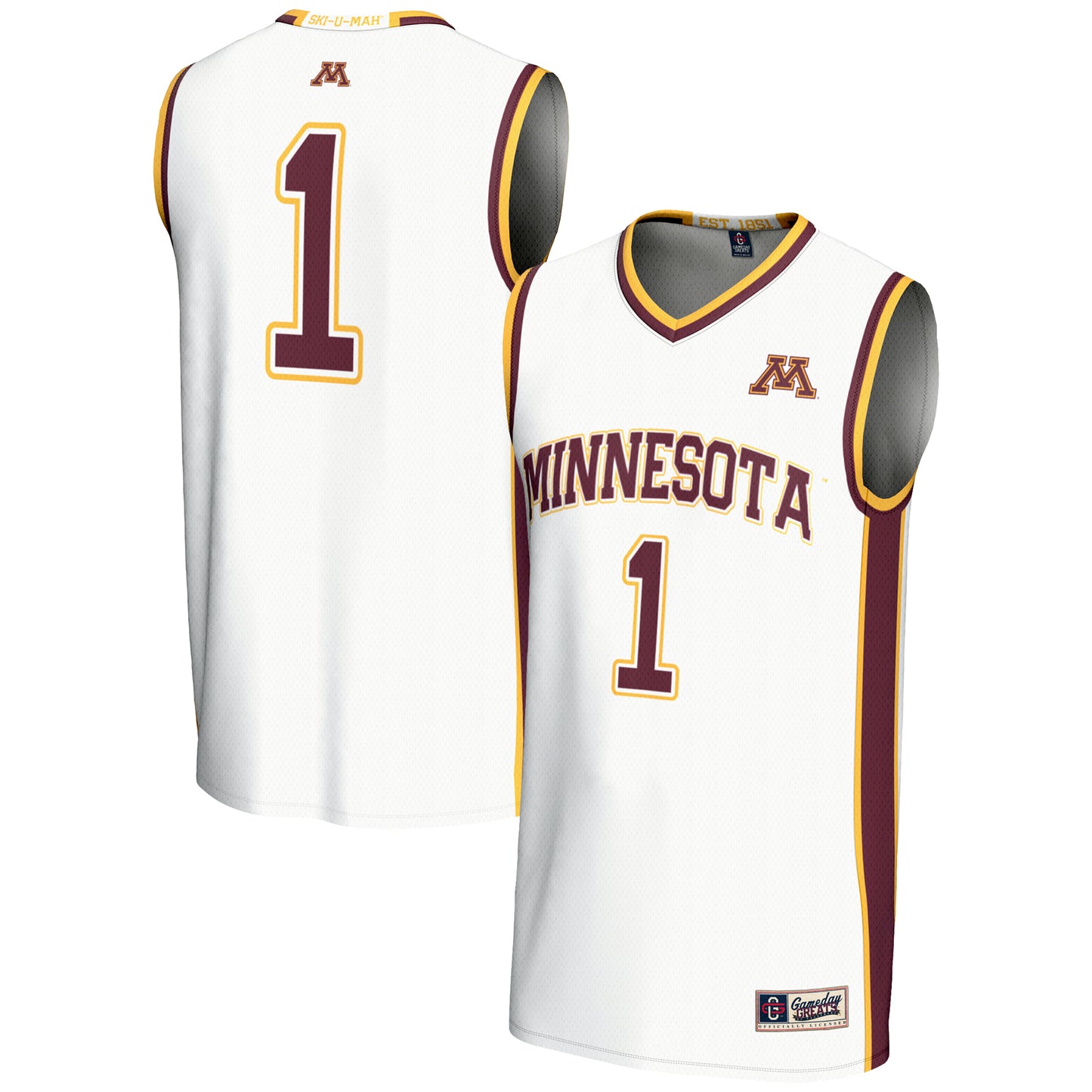 Male GameDay Greats #1  White Minnesota Golden Gophers  Lightweight Basketball Jersey