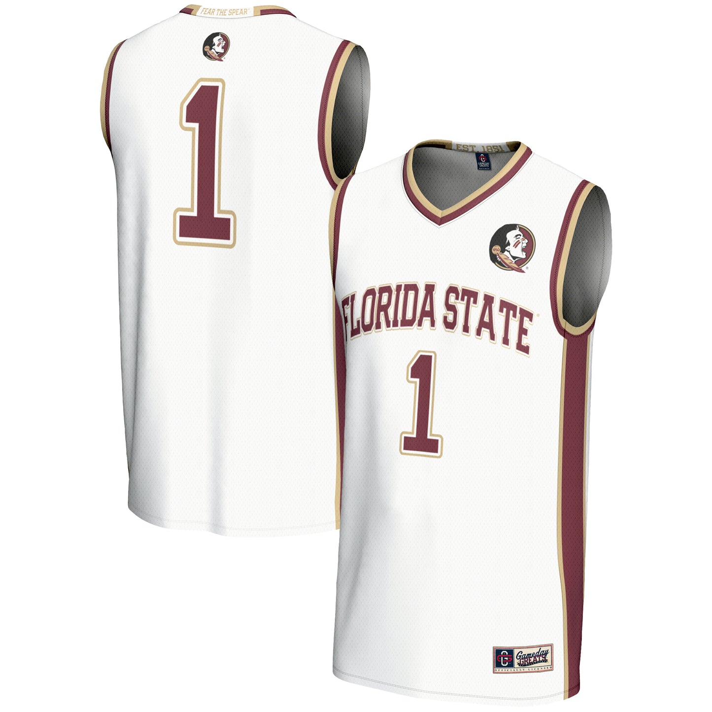 Youth GameDay Greats White #1 Florida State Seminoles Lightweight Basketball Jersey