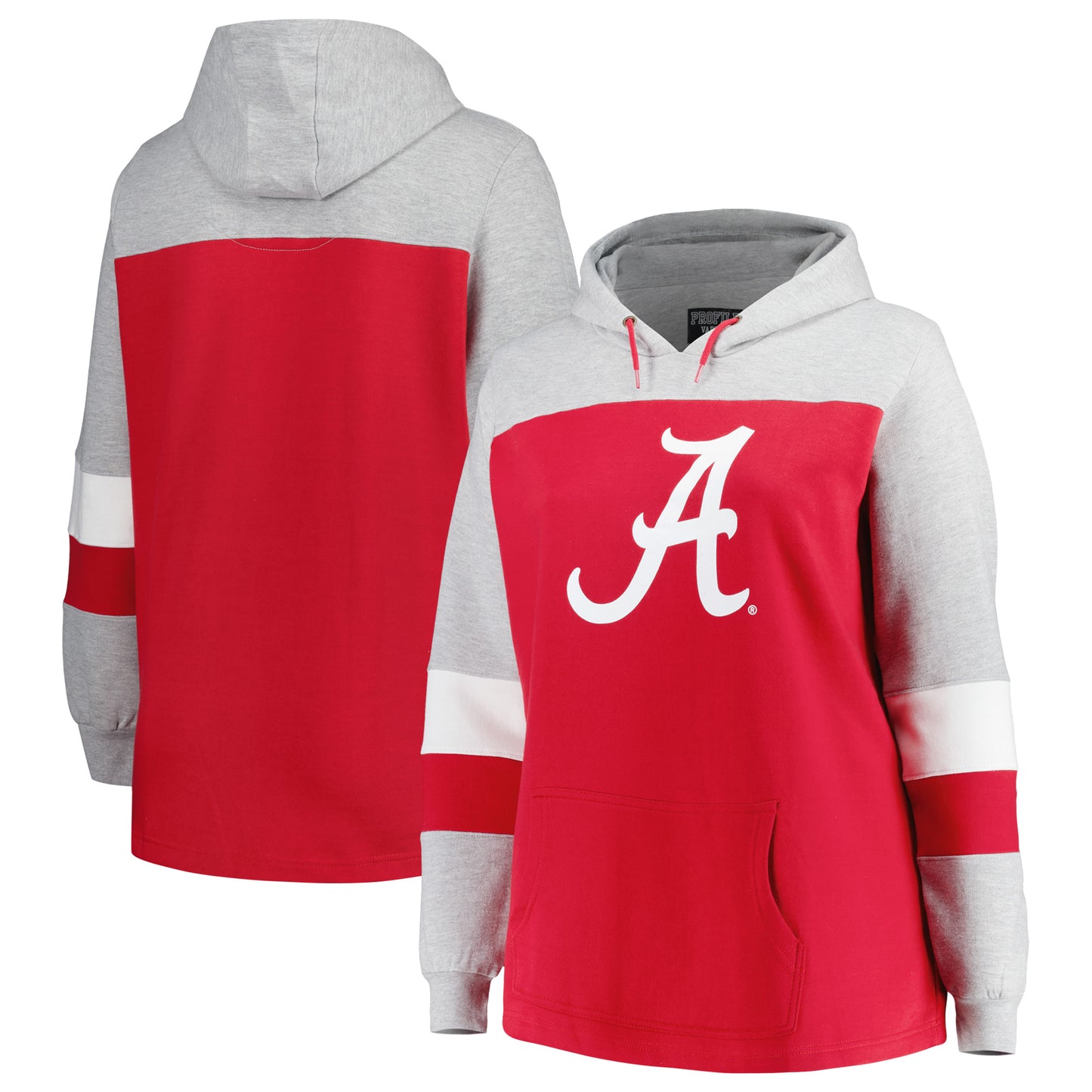 Women's Crimson Alabama Crimson Tide Plus Size Color-Block Pullover Hoodie