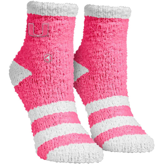 Rock Em Socks Pink Miami Hurricanes Fuzzy Crew Socks