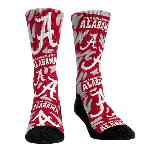 Unisex Rock Em Socks Alabama Crimson Tide Allover Logo & Paint Crew Socks