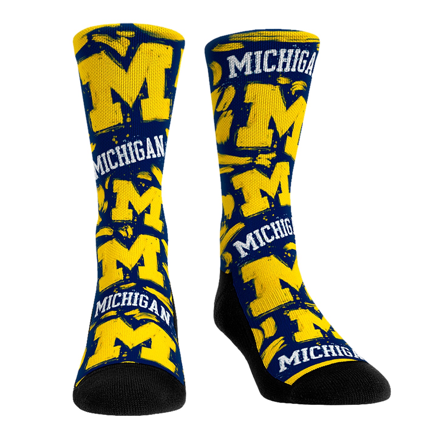 Unisex Rock Em Socks Michigan Wolverines Allover Logo & Paint Crew Socks