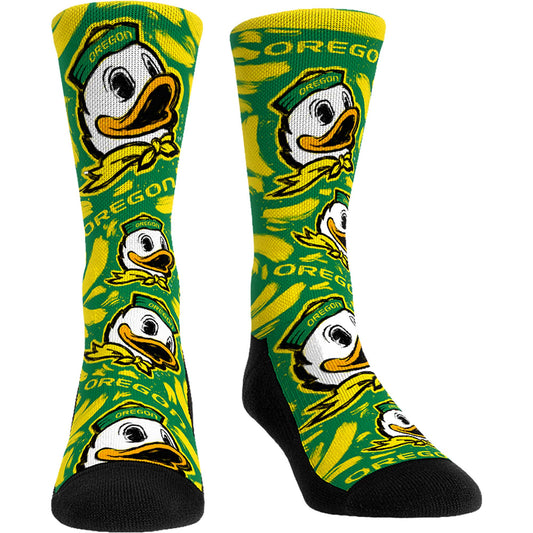Unisex Rock Em Socks Oregon Ducks Allover Logo & Paint Crew Socks