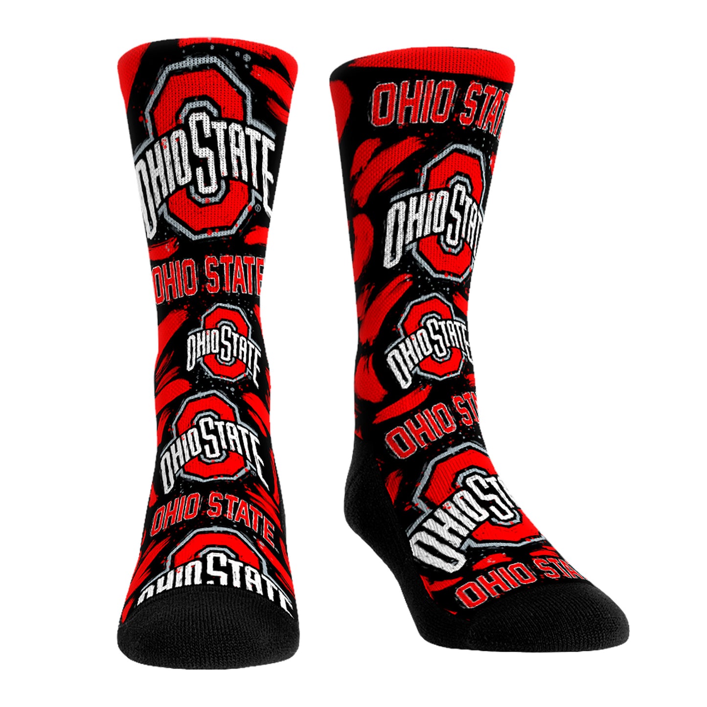 Unisex Rock Em Socks Ohio State Buckeyes Allover Logo & Paint Crew Socks