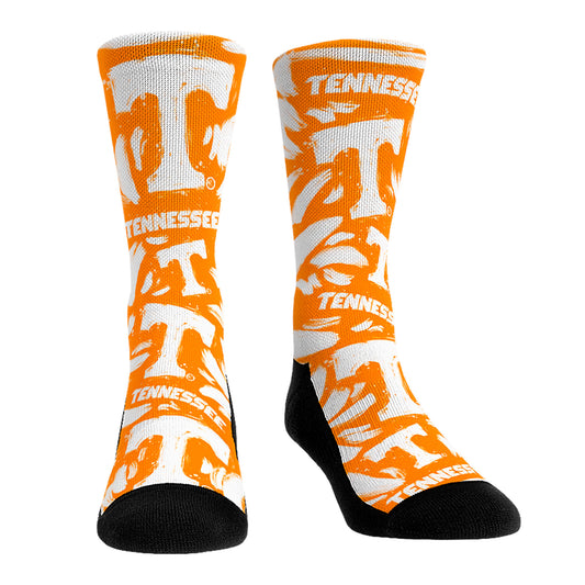 Unisex Rock Em Socks Tennessee Volunteers Allover Logo & Paint Crew Socks