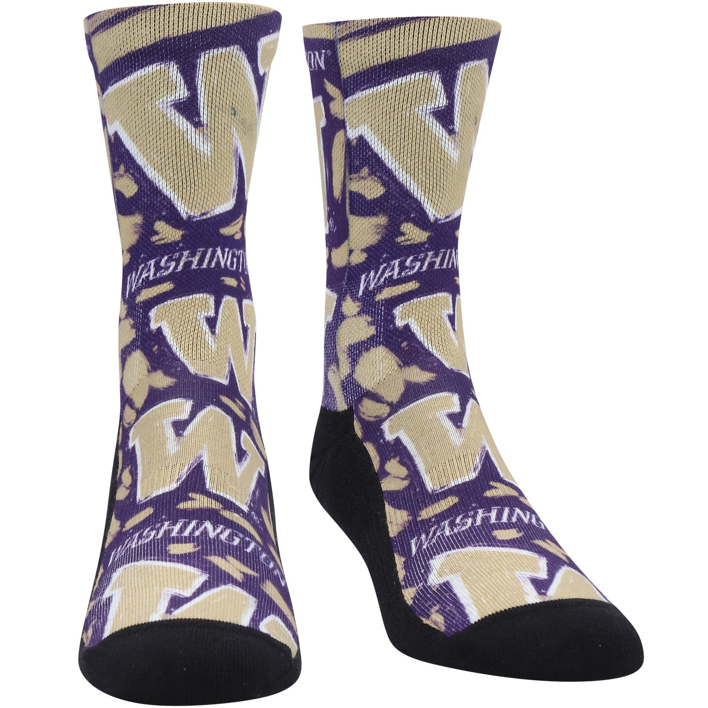 Unisex Rock Em Socks Washington Huskies Allover Logo & Paint Crew Socks