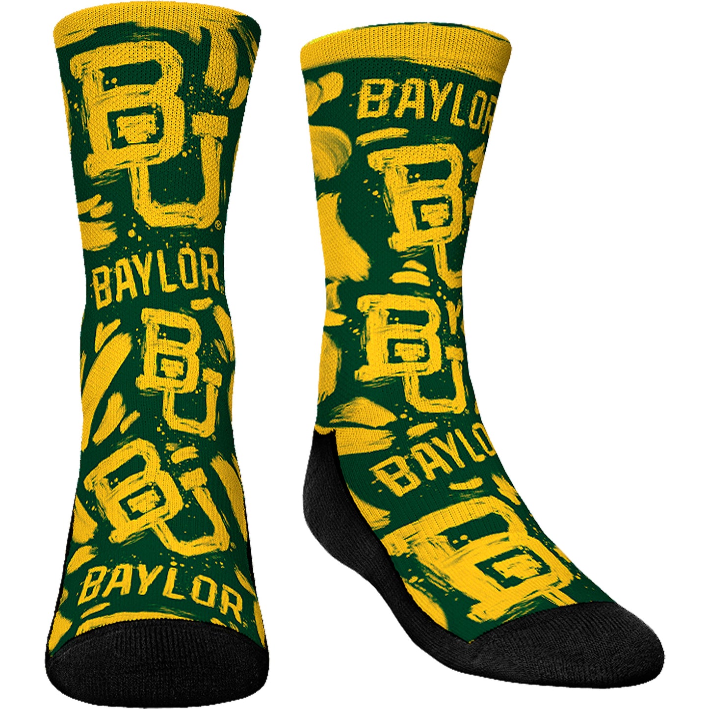 Youth Rock Em Socks Baylor Bears Allover Logo & Paint Crew Socks