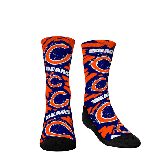 Youth Rock Em Socks Chicago Bears Allover Logo & Paint Crew Socks