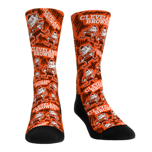 Rock Em Socks Cleveland Browns Throwback Logo Sketch Crew Socks