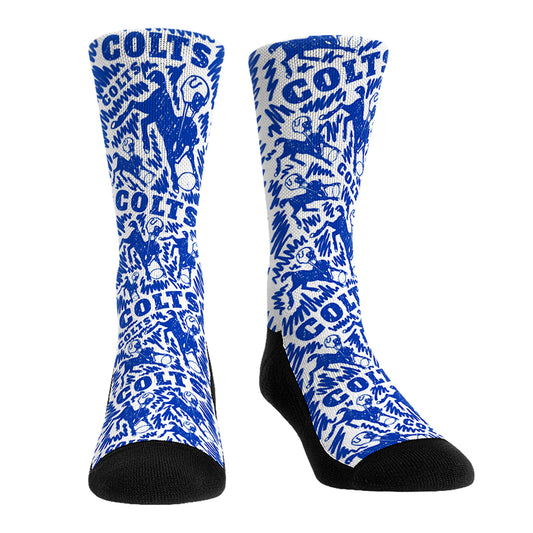 Rock Em Socks Indianapolis Colts Throwback Logo Sketch Crew Socks