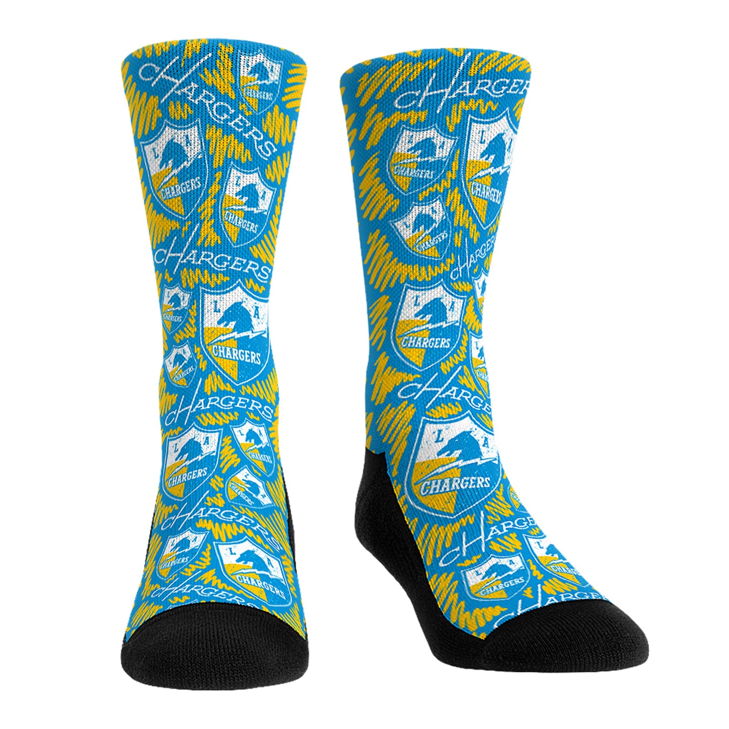 Rock Em Socks Los Angeles Chargers Throwback Logo Sketch Crew Socks