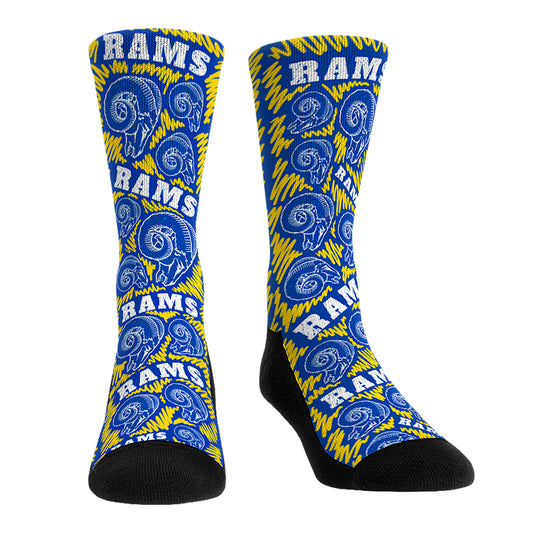 Rock Em Socks Los Angeles Rams Throwback Logo Sketch Crew Socks