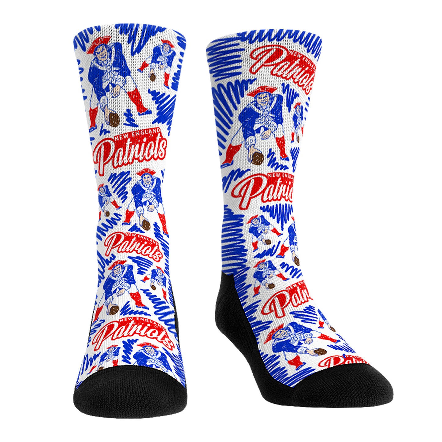 Rock Em Socks New England Patriots Throwback Logo Sketch Crew Socks