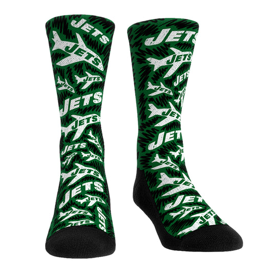 Rock Em Socks New York Jets Throwback Logo Sketch Crew Socks