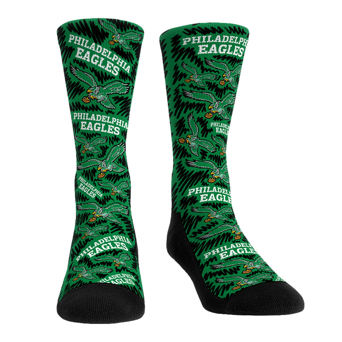 Rock Em Socks Philadelphia Eagles Throwback Logo Sketch Crew Socks