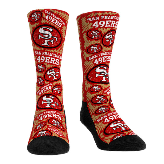 Rock Em Socks San Francisco 49ers Throwback Logo Sketch Crew Socks