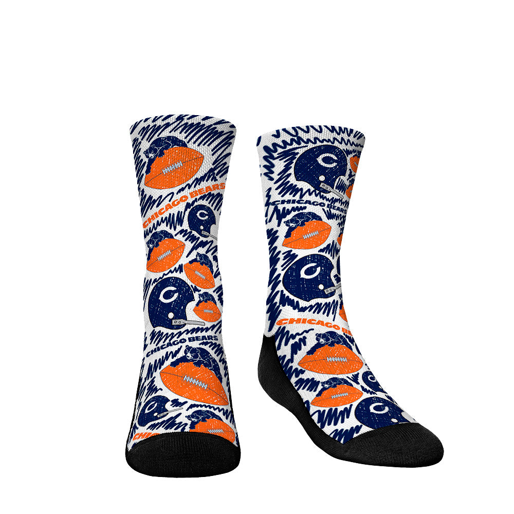 Youth Rock Em Socks Chicago Bears Throwback Logo Sketch Crew Socks