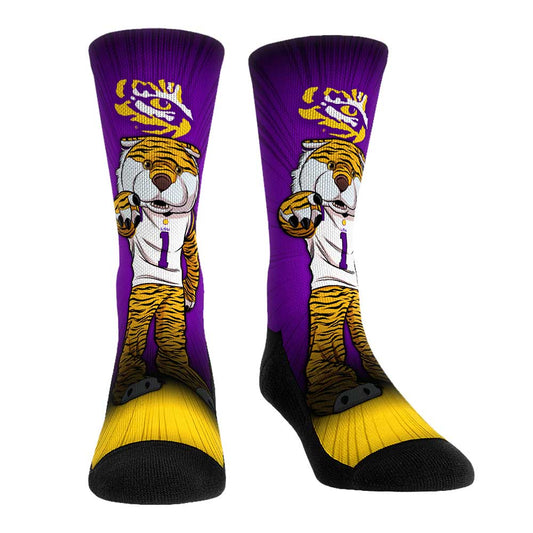 Rock Em Socks LSU Tigers Mascot Pump Up Crew Socks