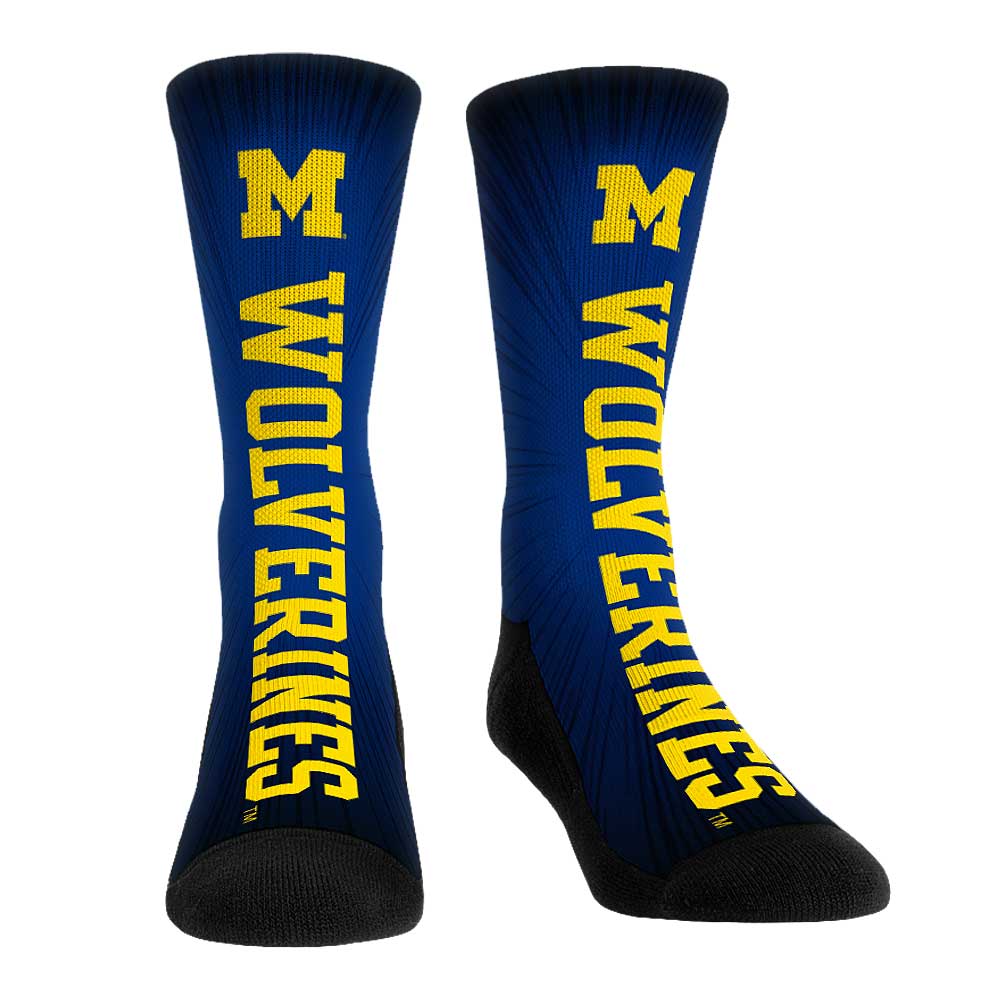 Rock Em Socks Michigan Wolverines Mascot Pump Up Crew Socks