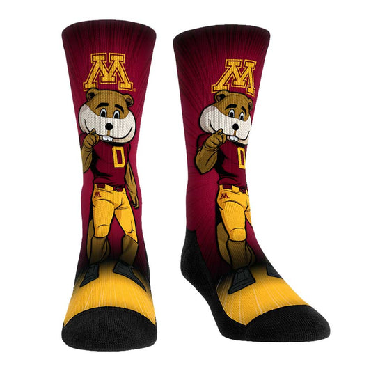 Rock Em Socks Minnesota Golden Gophers Mascot Pump Up Crew Socks