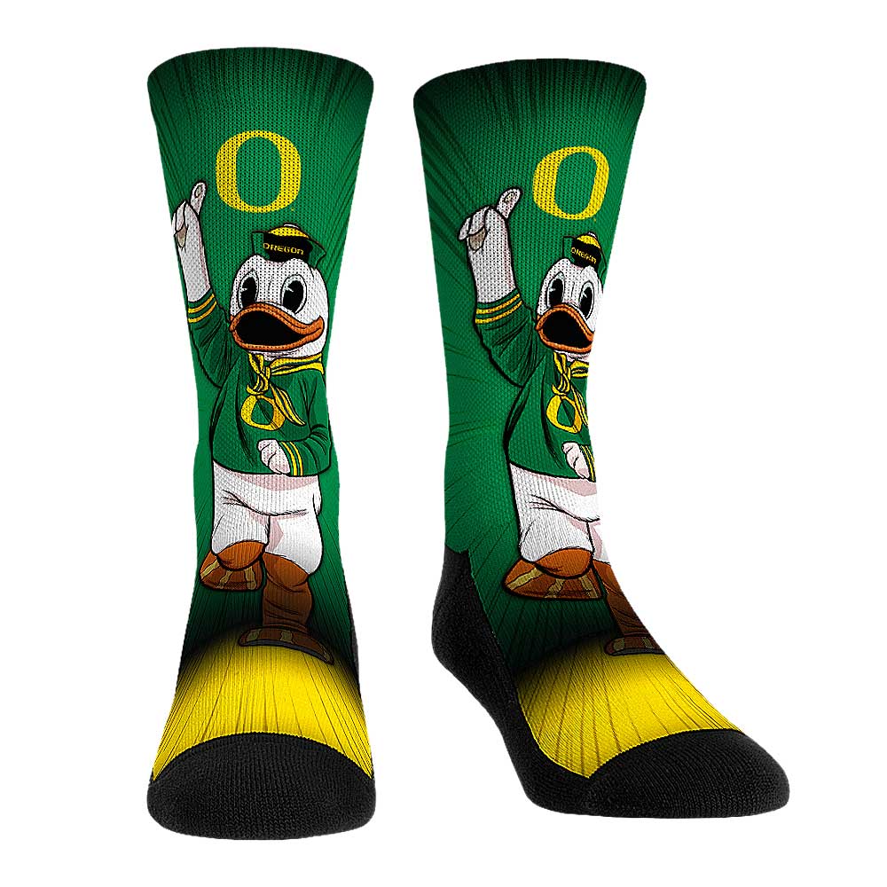Rock Em Socks Oregon Ducks Mascot Pump Up Crew Socks