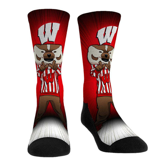 Rock Em Socks Wisconsin Badgers Mascot Pump Up Crew Socks