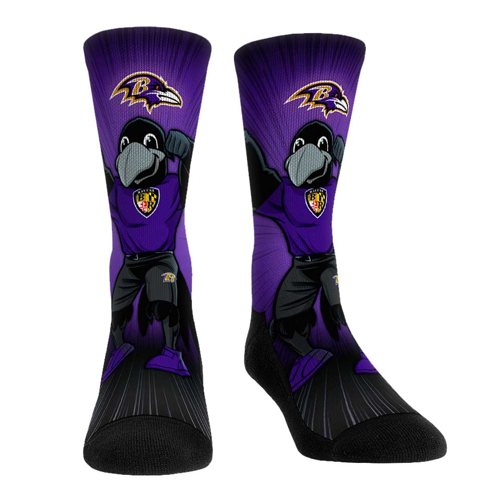 Rock Em Socks Baltimore Ravens Mascot Pump Up Crew Socks