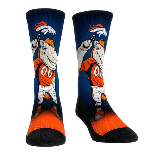 Rock Em Socks Denver Broncos Mascot Pump Up Crew Socks