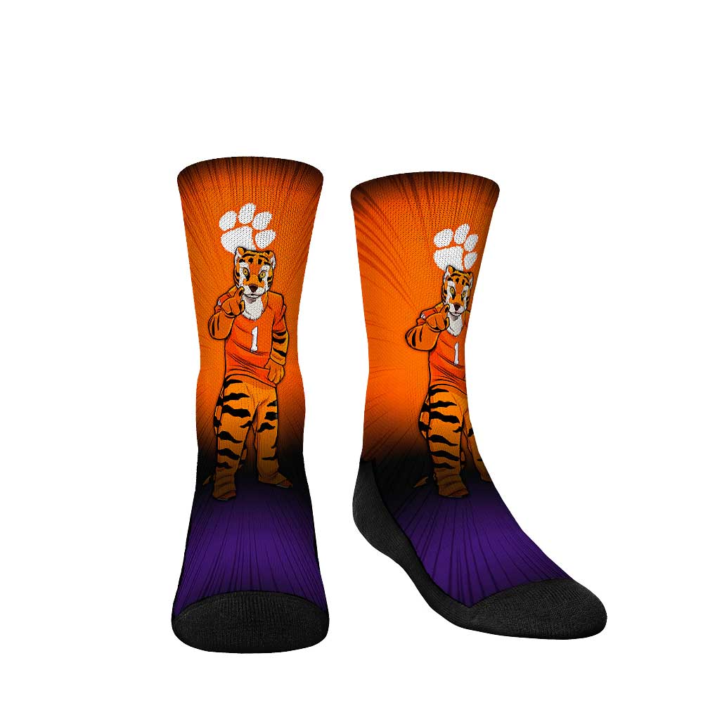 Youth Rock Em Socks Clemson Tigers Mascot Pump Up Crew Socks