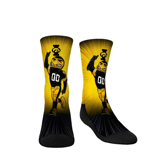 Youth Rock Em Socks Iowa Hawkeyes Mascot Pump Up Crew Socks